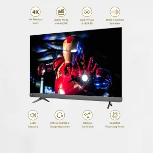 Vu 139cm (55inches) Cinema TV Action Series 4K Ultra HD LED Smart Android TV 55LX I With 100 watt Front Soundbar