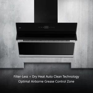 KAFF Chimney ALBURY DHC 90,Filter-Less + Dry Heat Auto Clean Technology Front, Max Airflow (Upto): 720+720 Nm3/H(1440)