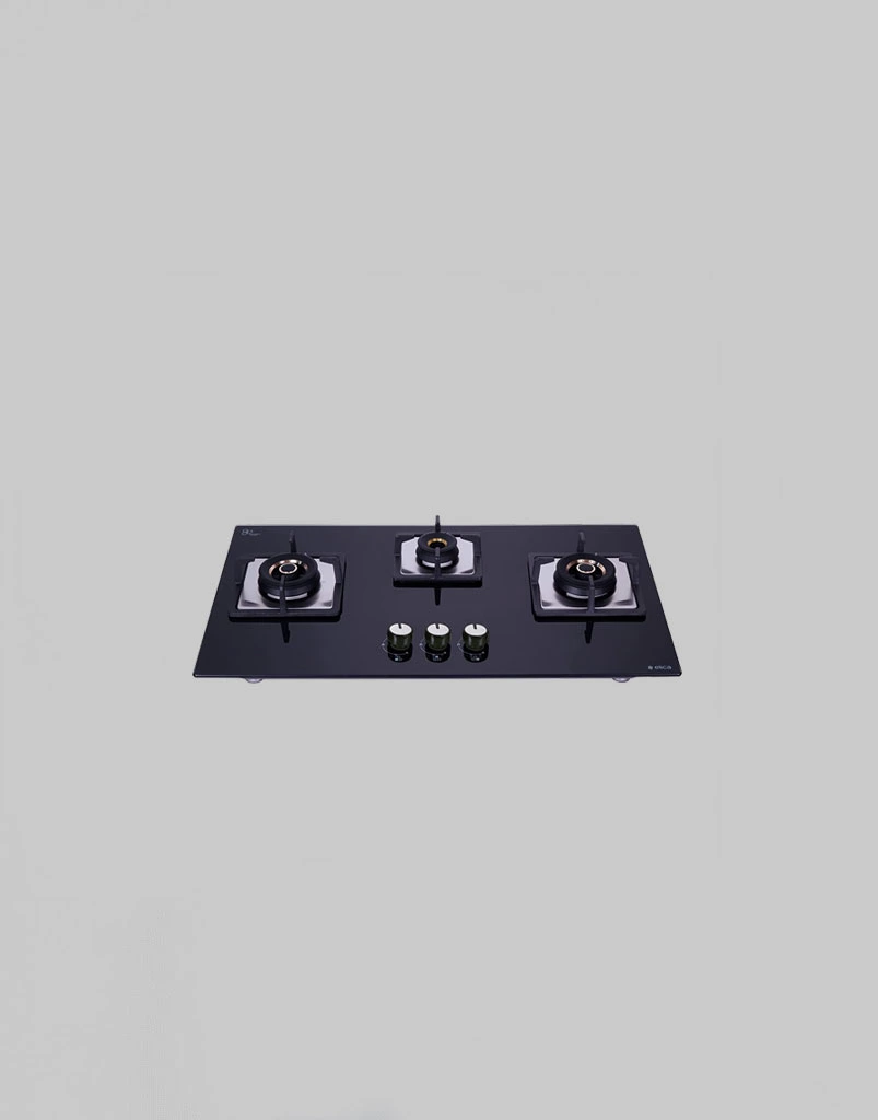 Elica Flexi 3 Burner HOB with Ultra Slim Floating Design, Heavy Brass Burner, Free Standing Cook Top, High Quality Knobs, Cast Iron Pan (FBHCT-375-DX)