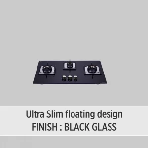 Elica Three Brass Burner Auto Ignition Cooktop Hob (Flexi Brass Hct 375 Dx), Black