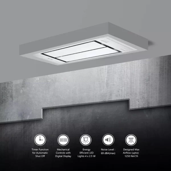 Kaff 110 cm Ceiling Mounted Chimney Island Series SKYVENT 110 - Image 4