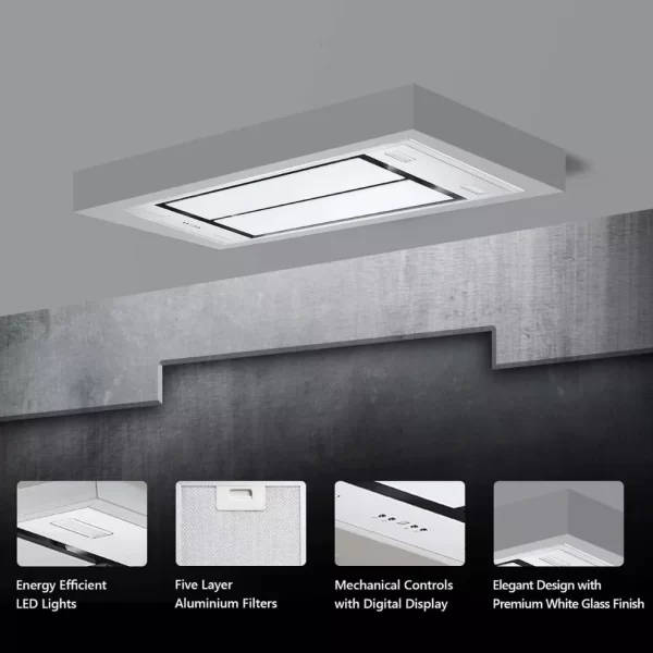 Kaff 110 cm Ceiling Mounted Chimney Island Series SKYVENT 110 - Image 5