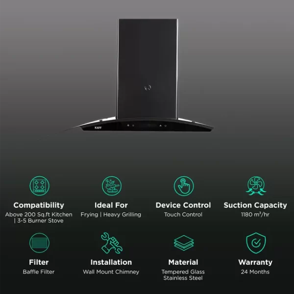 Kaff OPEC TX DHC 90 Auto Clean Wall Mounted Black 1180 CMH Chimney - Image 3
