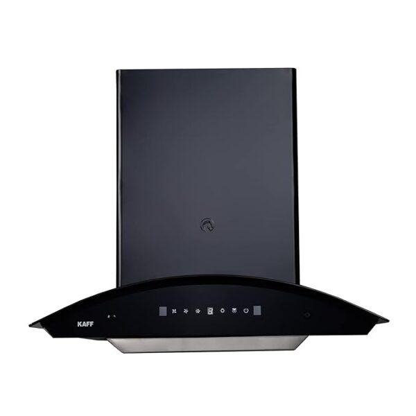 KAFF PRIMA TX DHC 75 Baffle Filter Auto Clean Curved Glass Kitchen Chimney 75 CM with 1180 m3/hr Suction Capacity, Touch with Motion Sensor Control, Energy Saving LED Lights (Black)