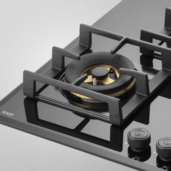 MFBX 763- 3 Full Brass Burners, Square Drip Tray (Black Shiny Finish) Built in Hob - Image 5