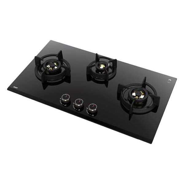 KAFF ASF 783 Tempered Glass Top 3 Burner Automatic Electric Hob (Flame Failure Device, Black)