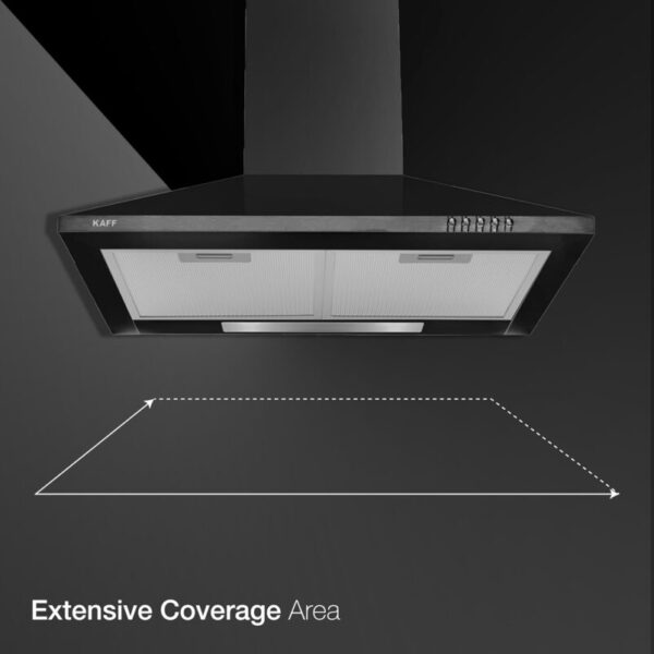 KAFF 60 CM Baffale Filter Pyramid Kitchen Chimney Wall Mounted with Soft Push Button (BASE BF 60 Black) - Image 4