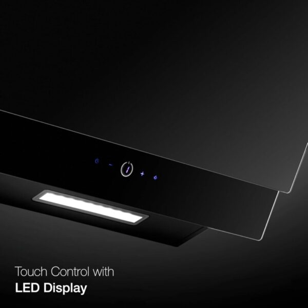 KAFF NOVA SV 60 Cassette Filter Slant Kitchen Chimney 60 CM with 1000 m3/hr Suction Capacity, ‘O’ Touch Control, Energy Saving Frosted LED Lights, Digital Display (Black) - Image 4