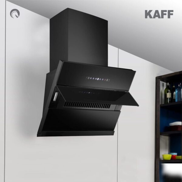 KAFF NOBELO LX DHC 75 Filter-less Auto Clean Slant Kitchen Chimney 75 CM with 1250 m3/hr Suction Capacity, Touch with Motion Sensor Control, Automatic Open Glass Panel (Black) - Image 3