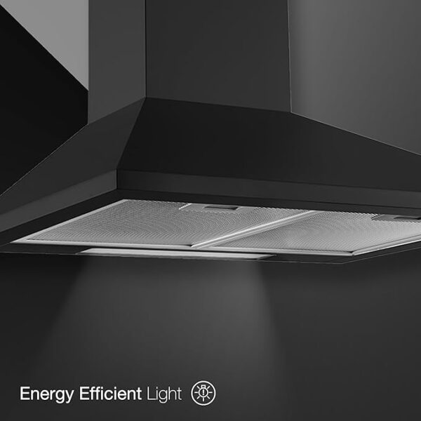 KAFF 60 CM Baffale Filter Pyramid Kitchen Chimney Wall Mounted with Soft Push Button (BASE BF 60 Black) - Image 5