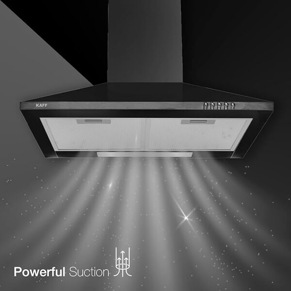 KAFF 60 CM Baffale Filter Pyramid Kitchen Chimney Wall Mounted with Soft Push Button (BASE BF 60 Black) - Image 7