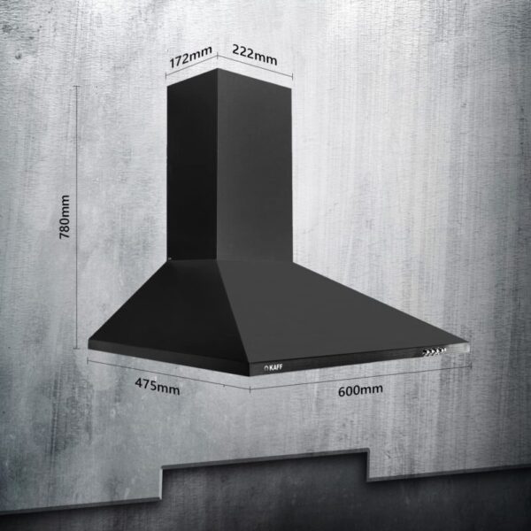 KAFF 60 CM Baffale Filter Pyramid Kitchen Chimney Wall Mounted with Soft Push Button (BASE BF 60 Black) - Image 8