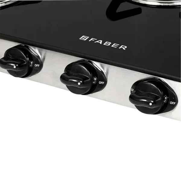 Faber Jumbo 3BB SS Toughened Glass Top 3 Burner Manual Gas Stove (Corrosion Resistance, Black) - Image 5