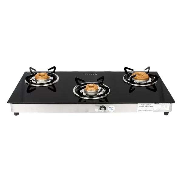 Faber Jumbo 3BB SS Toughened Glass Top 3 Burner Manual Gas Stove (Corrosion Resistance, Black) - Image 7