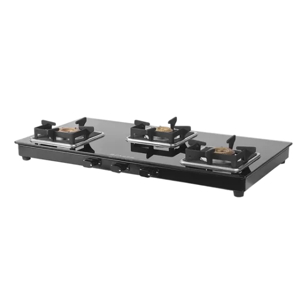 Faber Remo 3BB BK Toughened Glass Top 3 Burner Manual Gas Stove (Premium Quality Knob, Black) - Image 2