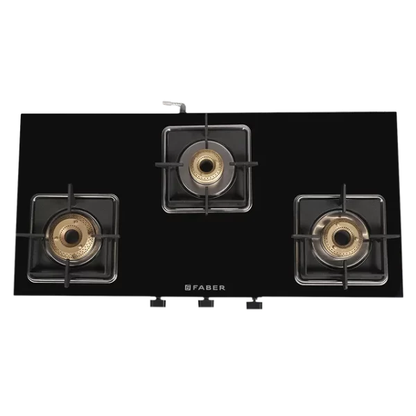 Faber Remo 3BB BK Toughened Glass Top 3 Burner Manual Gas Stove (Premium Quality Knob, Black) - Image 5