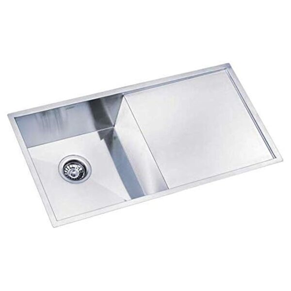 Kaff Stainless Steel Sink Marco Series SINGLE BOWL WITH DRAIN BOARD KS 850 SBD R10 ( 34 x 17 inches ) - Satin