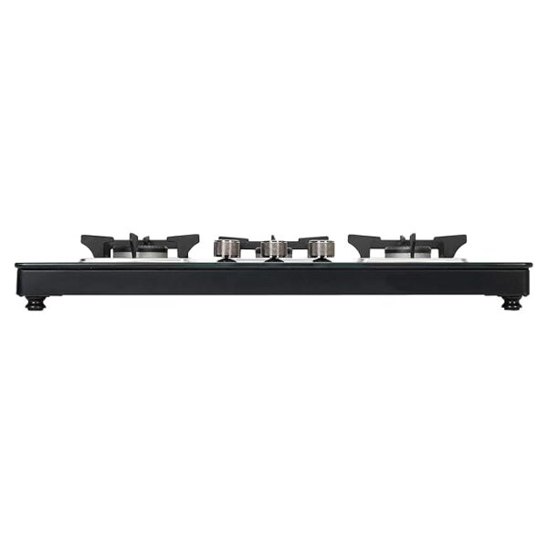 Faber 3 Burner Auto-Ignition Cooktop|NiOS AUTO 3BB BK|Battery Operated|Metal Knobs|Brass Burners|Cast Iron Pan Support|Black Glass Finish - Image 2