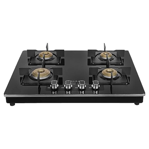 Faber 4 Burner Stainless Steel Manual Ignition Glass Cooktop (Elite 4BB BK CI, Black), 65 cm
