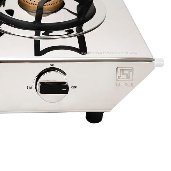 Faber high efficiency 2 Brass Burner with stainless steel top, ISI Certified gas stove, Manual Ignition, For LPG use only (Cooktop Hilux Max 2BB SS) 5 year warranty on burners & valve - Image 3