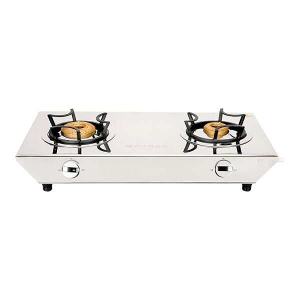 Faber high efficiency 2 Brass Burner with stainless steel top, ISI Certified gas stove, Manual Ignition, For LPG use only (Cooktop Hilux Max 2BB SS) 5 year warranty on burners & valve - Image 4
