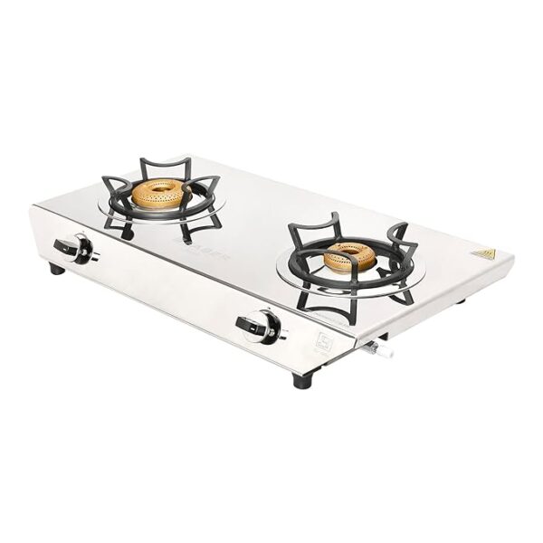 Faber high efficiency 2 Brass Burner with stainless steel top, ISI Certified gas stove, Manual Ignition, For LPG use only (Cooktop Hilux Max 2BB SS) 5 year warranty on burners & valve - Image 5