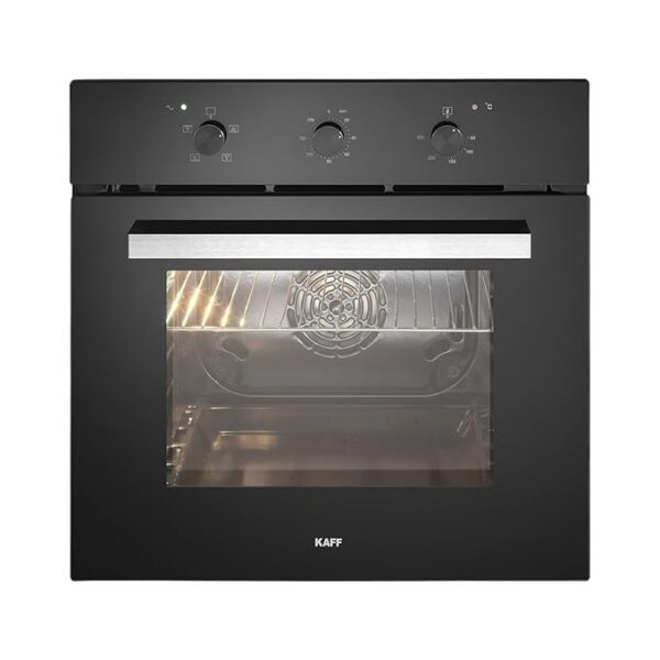 KAFF KOV 70 BA6 70 Litre Built-in Oven with Mechanical Timer | Multi-Functional with Defrost, Internal Cooling Fan and Oven Light | Full Black Tempered Glass Finish, 3 Layer Glass Door (Black)