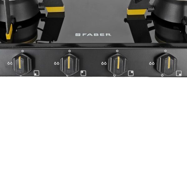 FABER GENIUS 704 BK Toughened Glass Top 4 Burner Manual Hob (Cast Iron Pan Support, Black) - Image 9