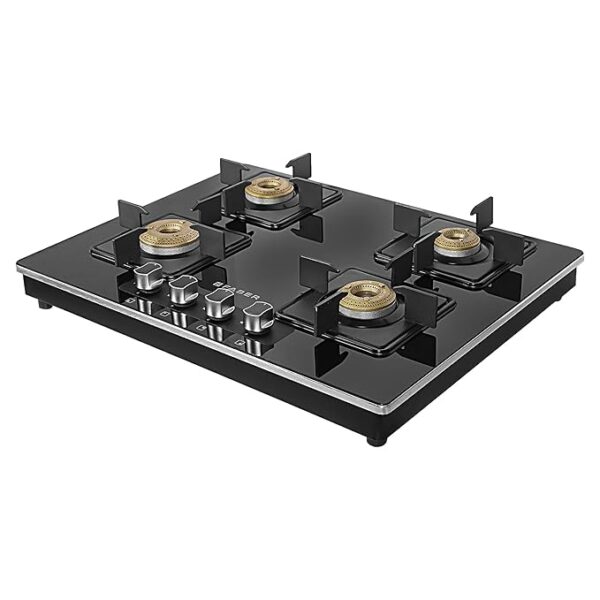 Faber 4 Burner Stainless Steel Manual Ignition Glass Cooktop (Elite 4BB BK CI, Black), 65 cm - Image 6