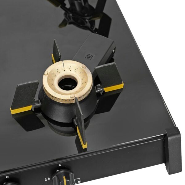 FABER GENIUS 704 BK Toughened Glass Top 4 Burner Manual Hob (Cast Iron Pan Support, Black) - Image 4