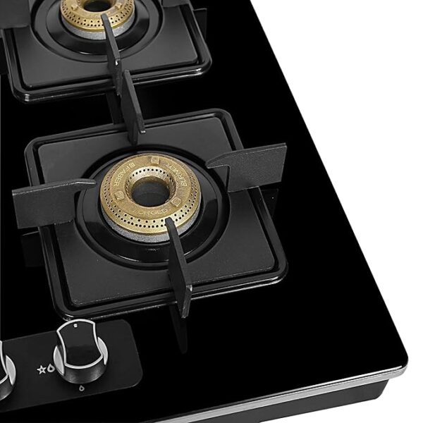 Faber 4 Burner Stainless Steel Manual Ignition Glass Cooktop (Elite 4BB BK CI, Black), 65 cm - Image 4