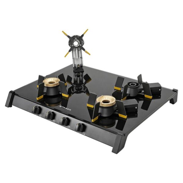 FABER GENIUS 704 BK Toughened Glass Top 4 Burner Manual Hob (Cast Iron Pan Support, Black) - Image 7