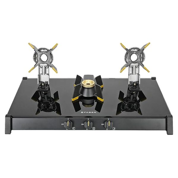 FABER GENIUS 753 Toughened Glass Top 3 Burner Manual Hob (Cast Iron Pan Support, Black) - Image 6