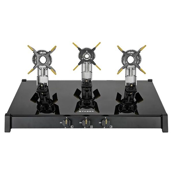 FABER GENIUS 753 Toughened Glass Top 3 Burner Manual Hob (Cast Iron Pan Support, Black) - Image 3