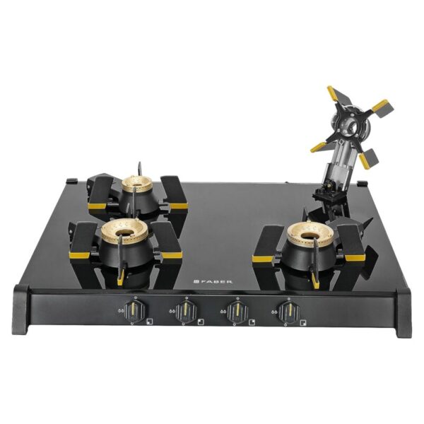 FABER GENIUS 704 BK Toughened Glass Top 4 Burner Manual Hob (Cast Iron Pan Support, Black) - Image 6