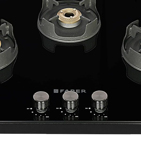 Faber 75 cm,3 Burner Gas stove (NiOS DLX 753 BB BK) Maual Ignition, Black - Image 7