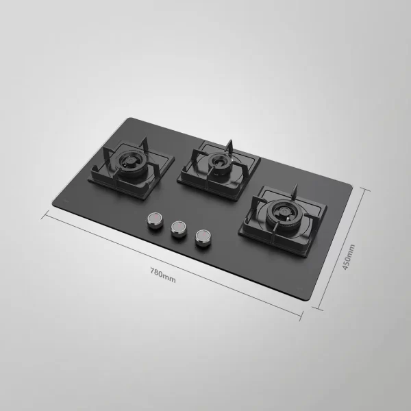 NYG 783B Built in Hob for Kitchen, 3 Full Brass High Efficiency Burners, Auto Ignition - Image 7