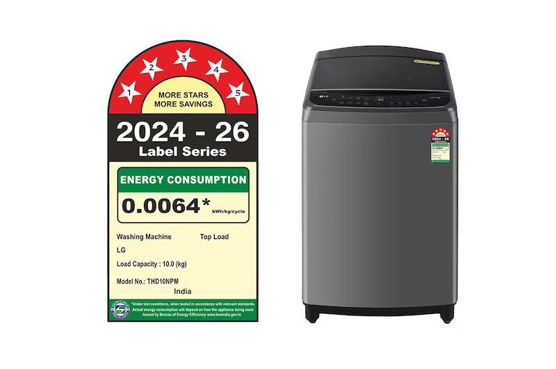 LG 10Kg Top Load Washing Machine, AI Direct Drive™, Turbodrum, Middle Black, 5 Star