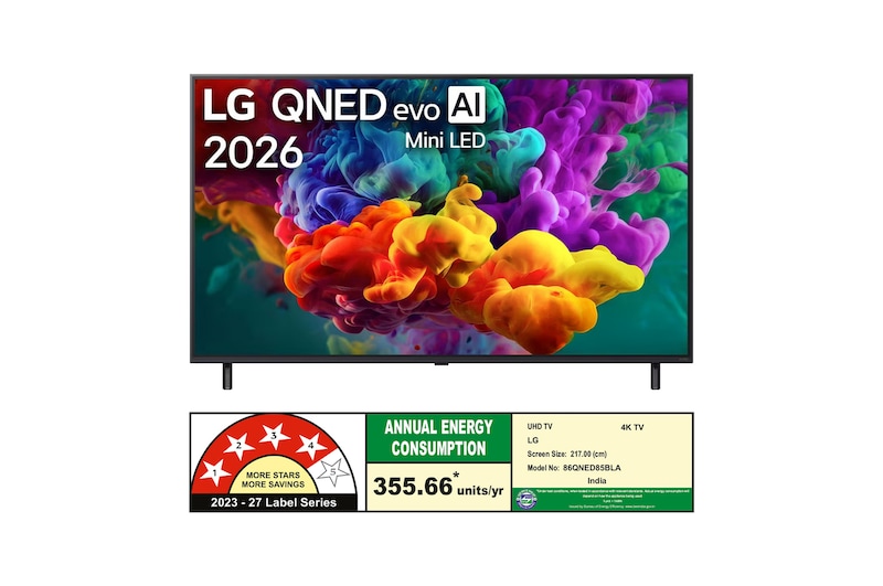 LG 217 cm (86) QNED evo 4K MiniLED TV 86QNED85BLA with α8 AI Processor Gen3, with HDR10 Pro 2026 - Image 2