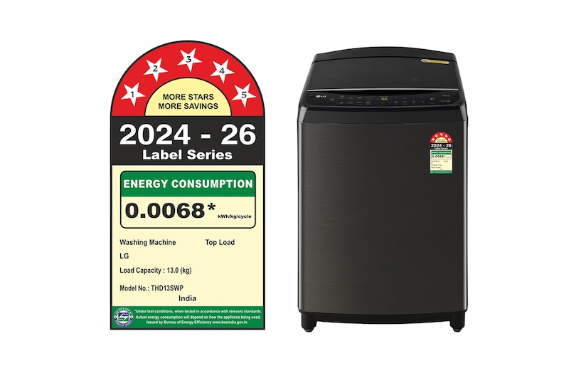 LG 13Kg Top Load Washing Machine, AI Direct Drive™, In-built Heater, Platinum Black, 5 Star