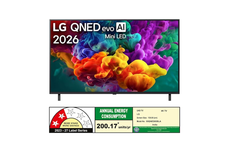 LG QNED evo AI 4K MiniLED TV 55QNED85BLA with a8 AI Processor Gen3, with HDR10 Pro 2026 139 cm (55) - Image 2