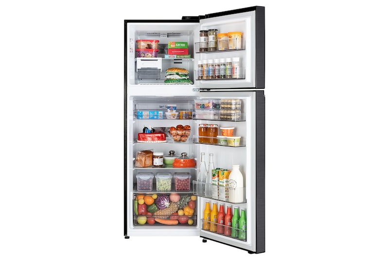 LG 322L Double Door Refrigerator, Toughened Glass Shelves, Multi Air Flow, Matte Black PCM, 2 Star - Image 3