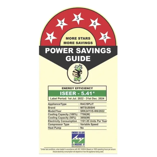 Mitsubishi Heavy Duty (SRK24 YVS-W6) 2.2 Ton 5 Star Inverter AC (2.2 Ton, 5 Star) - Image 5