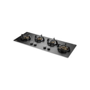 MSM 104 / MSM 104X - 4 Full Brass High Efficiency Burners with FFD Built-In Hob, 8 mm Frosted Black Glass