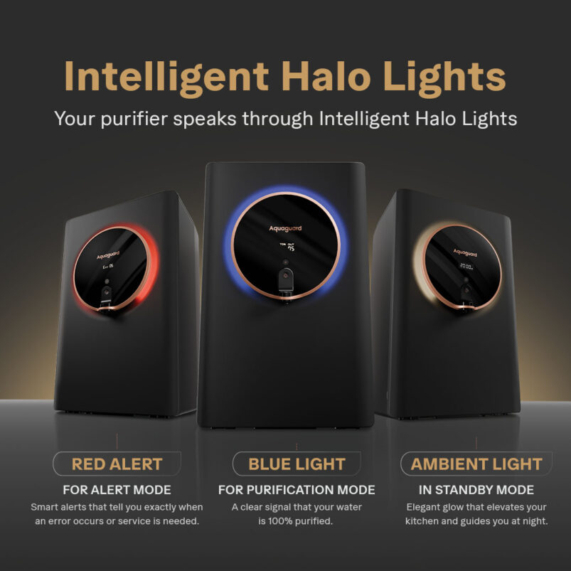 Aquaguard Aspire Halo 2X RO+UV+CU Alkaline Stainless Steel WQI Water Purifier | 2 Year Filter Life | With Mega Sediment Filter