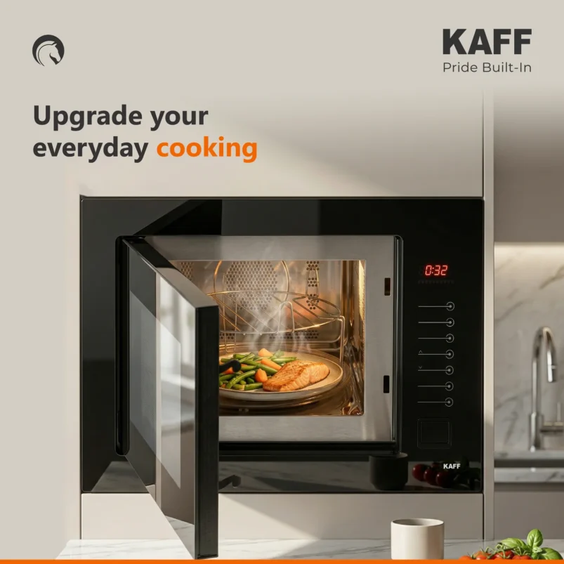 KAFF KMW8A BLK- Built in Microwave with Push Door Opening Button & Interior Lighting