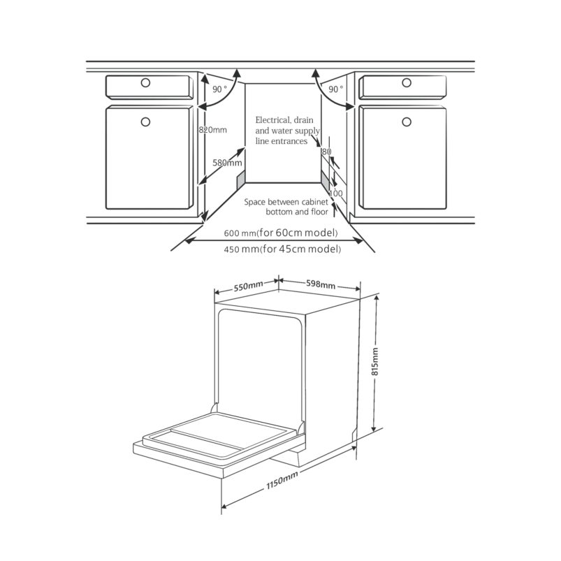 DW FIBI- Fully Integrated Built in Dishwasher with Soft Push Controls with Indicators