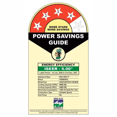 O General 2.5 Ton 4 Star Inverter Split AC, ASGG30CEAC-B, 2026 - Image 2
