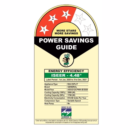 O General 1 Ton 3 Star Inverter Split AC, ASGG12CPWA-B, 2026 - Image 2