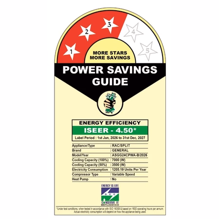 O General 2 Ton 3 Star Inverter Split AC, ASGG24CPWA-B - Image 2